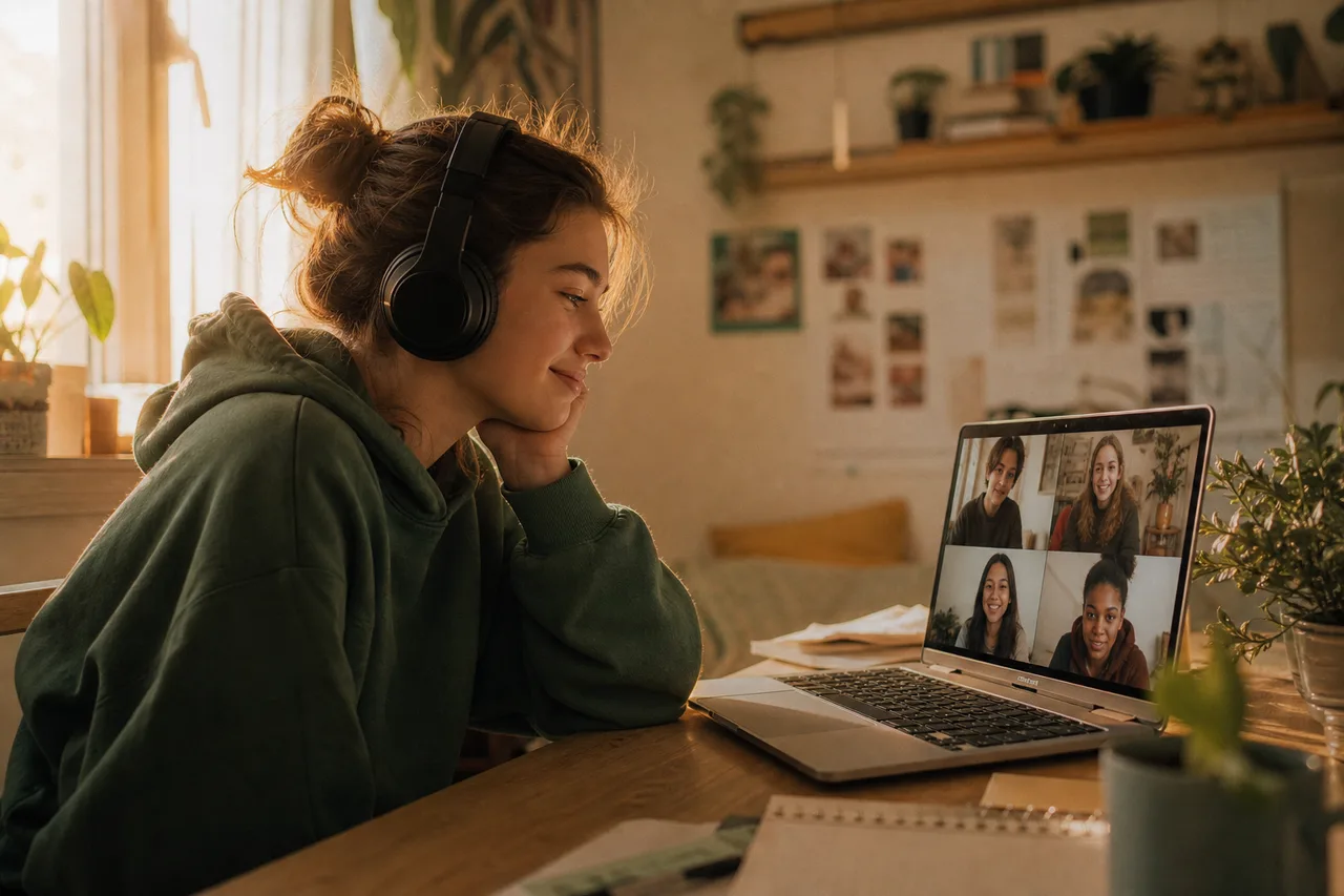 Calm home setting for virtual teen mental health care