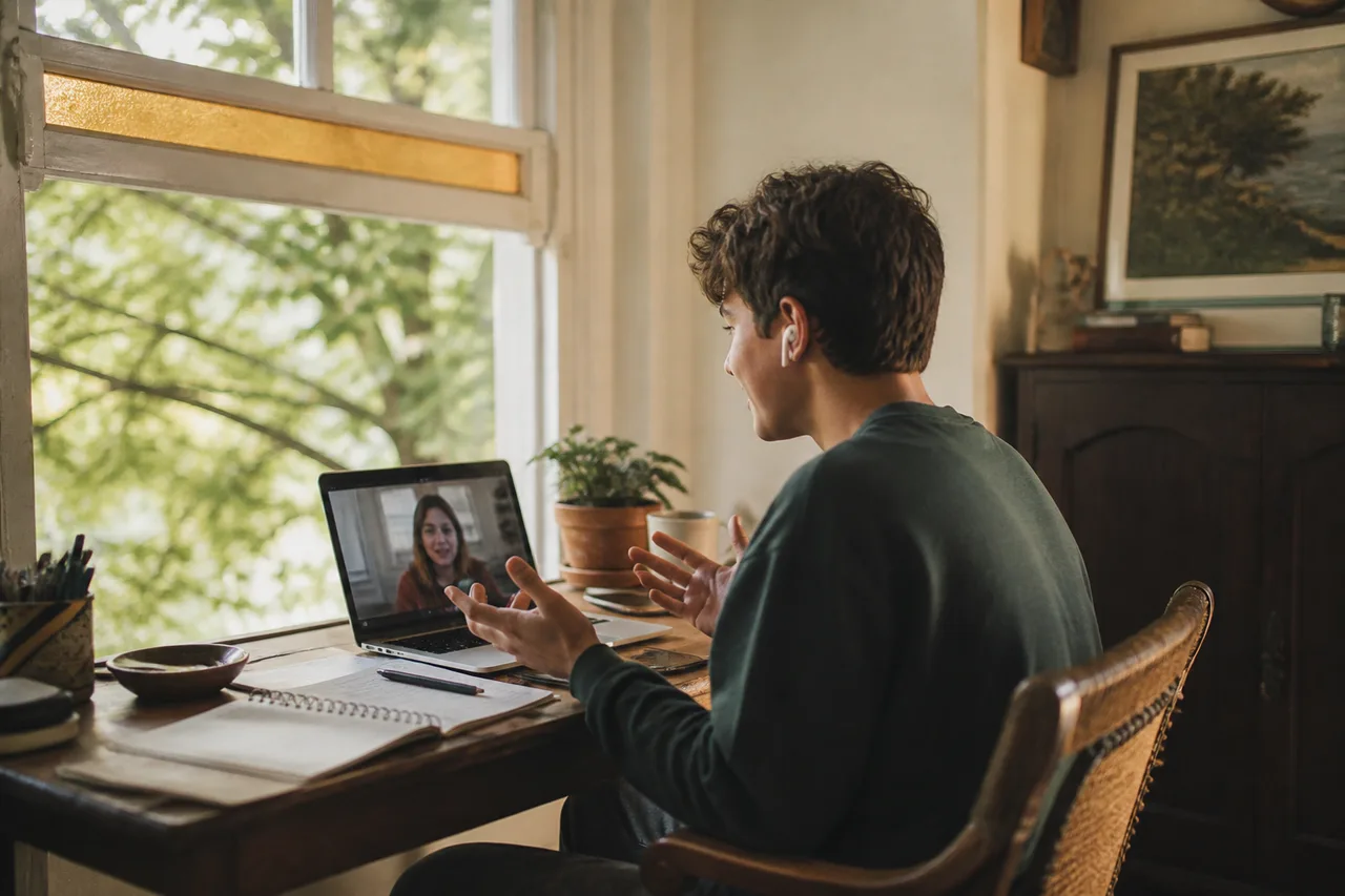 Sacramento teen attending virtual therapy session from home